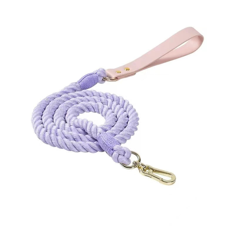 High Quality Stylish Purple Rainbow Dog Leash Cotton Rope Luxury Metal Hardware-0