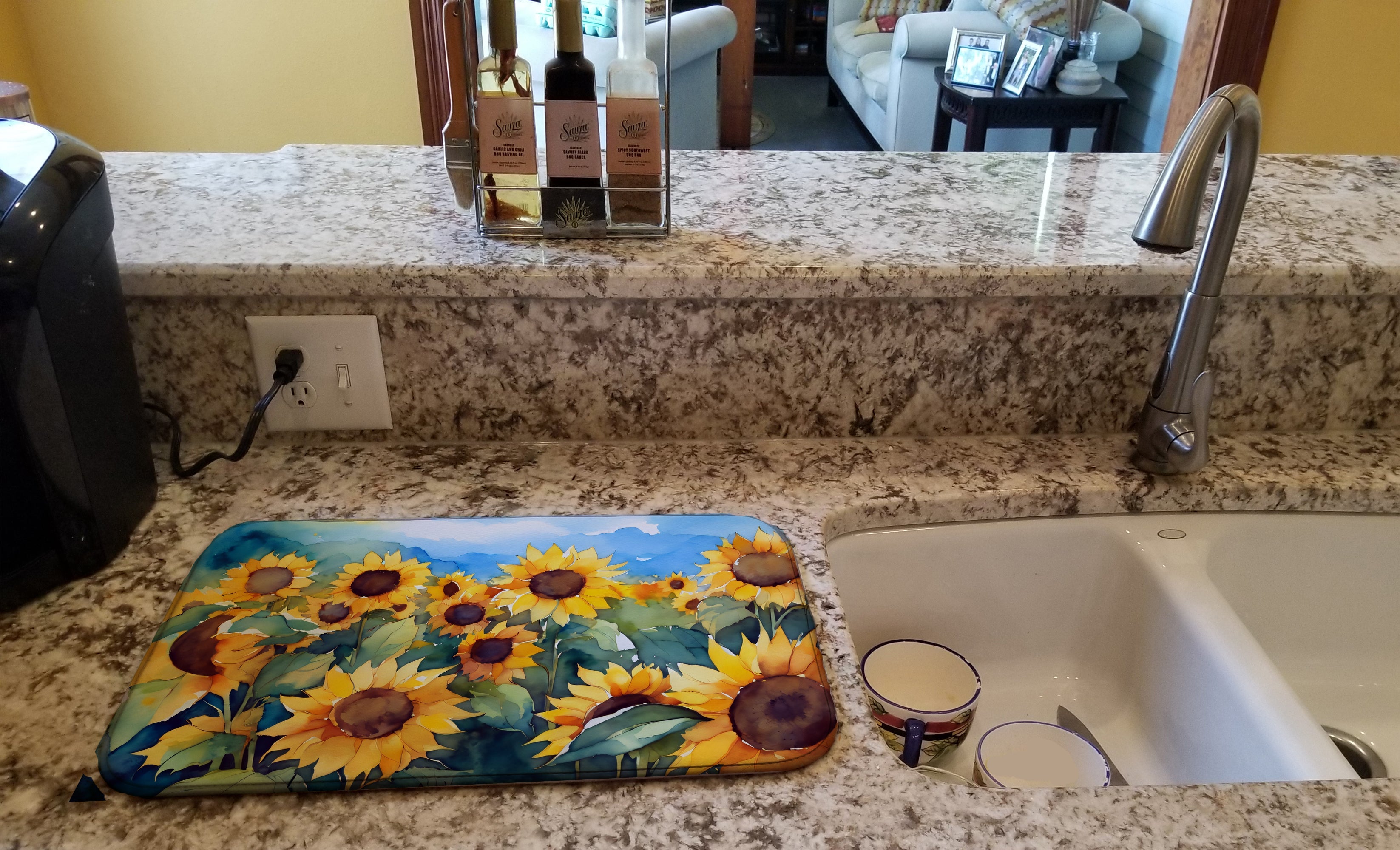 Watercolor Sunflowers - Dish Drying Mat