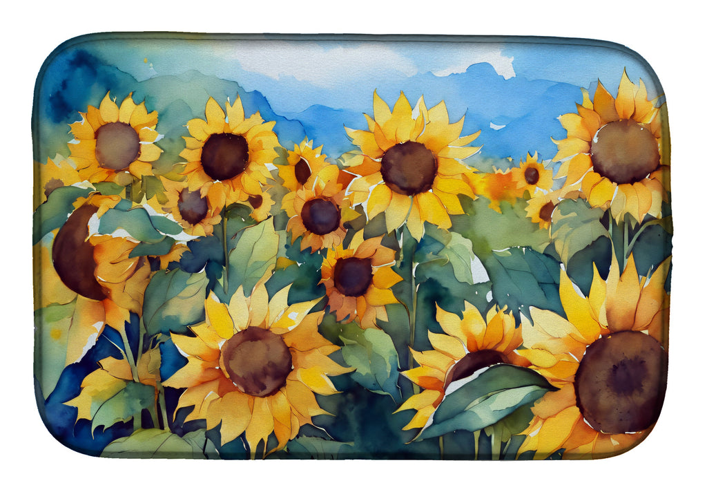 Watercolor Sunflowers - Dish Drying Mat