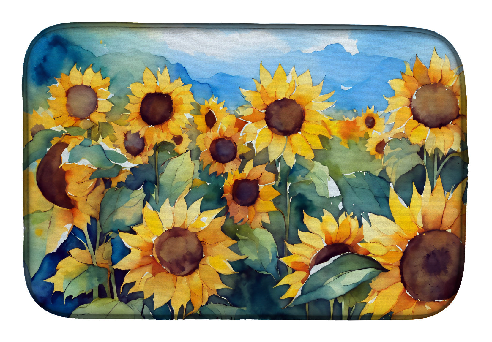 Watercolor Sunflowers - Dish Drying Mat