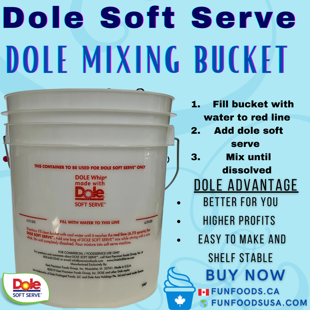 Dole Soft Serve and Slush Mixing Bucket Bundle - Bucket, Lid and Whisk